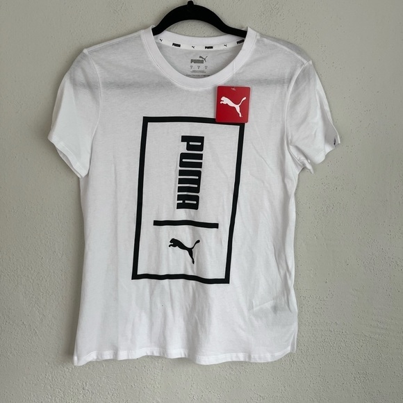 Puma Woman White Logo Print Fearless Tee, Size Small - Picture 1 of 5